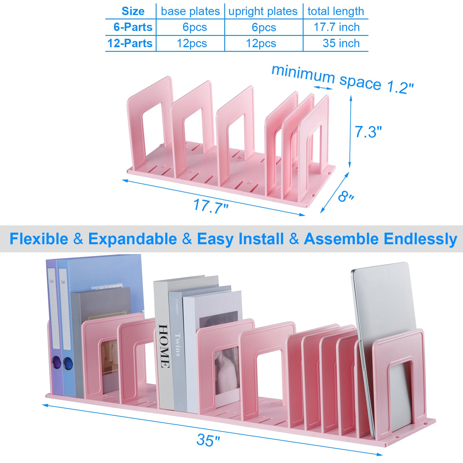 LuluEasy Adjustable Vertical File Sorter Sturdy Plastic Expandable Upright File Holder, Desktop
