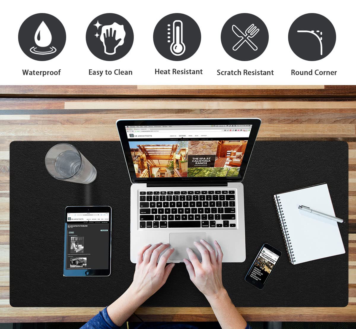 ProValley Non-Slip Desk Pad Waterproof PVC Leather Desk Table Protector on Top of Desks Large Mouse