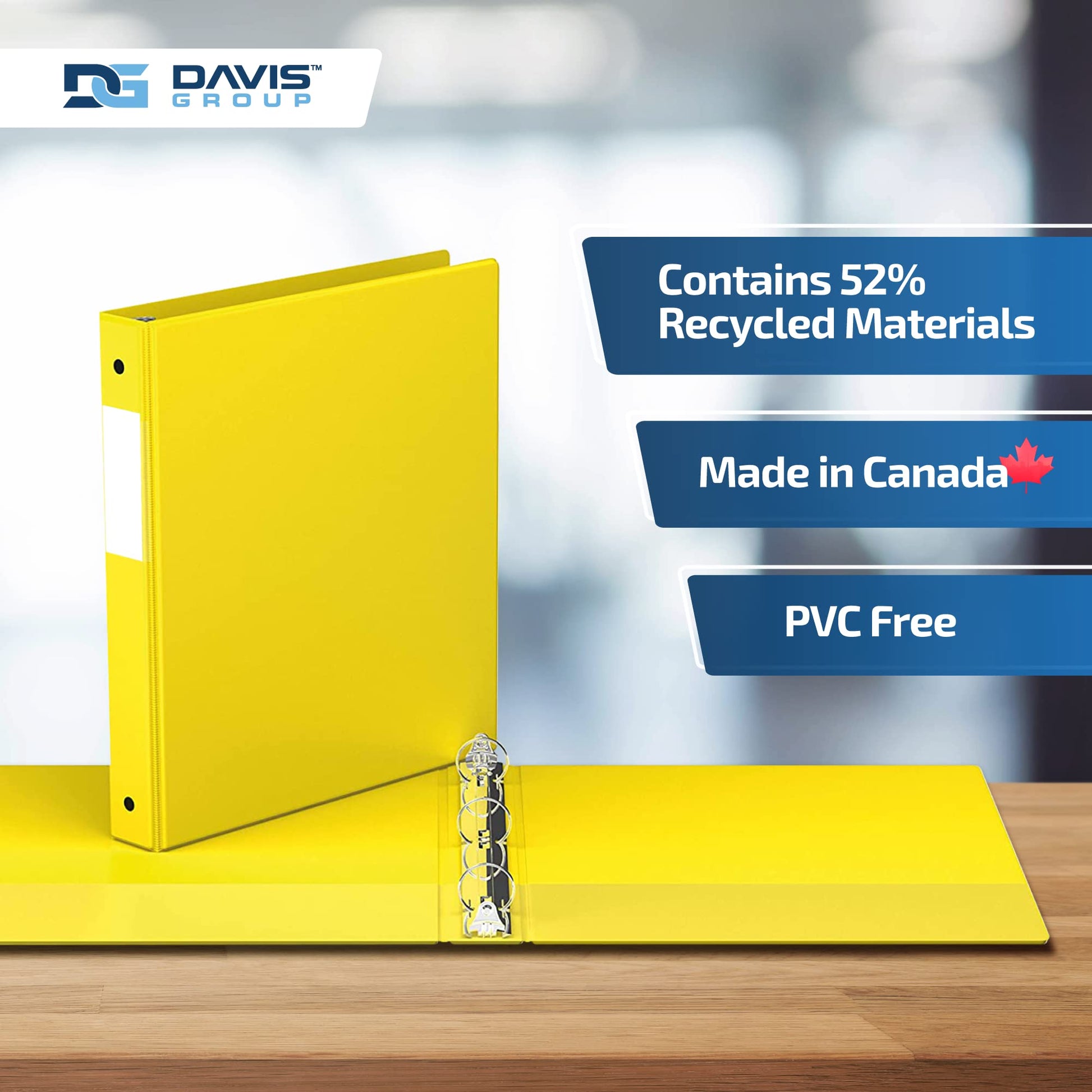 Premium Economy 3-Ring Binder, Spine Label, 1" Round Rings, Yellow, 6 Pack