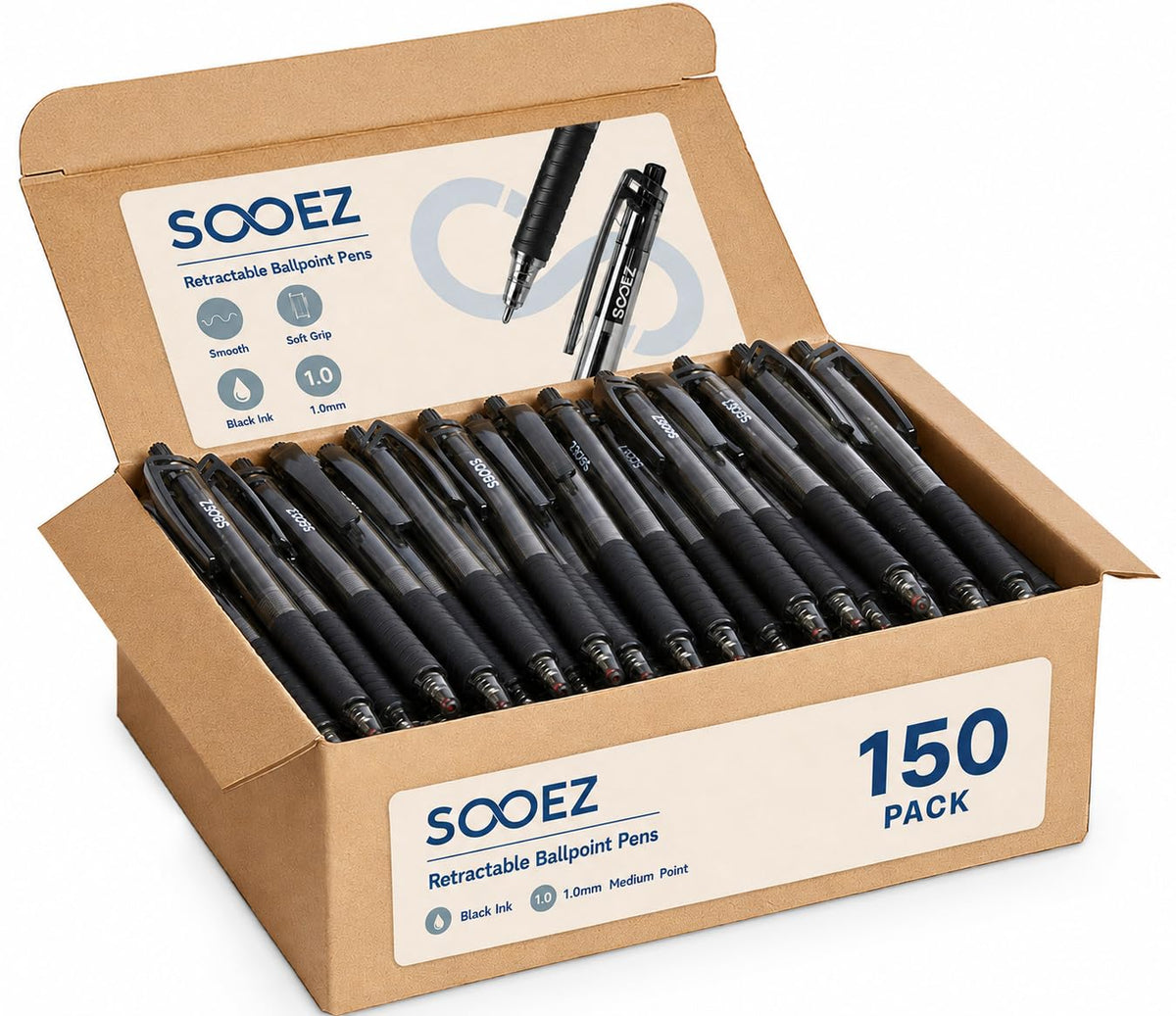 Sooez 150 Pack Bulk Pens Ballpoint, Smooth Writing Pens with Soft Grip