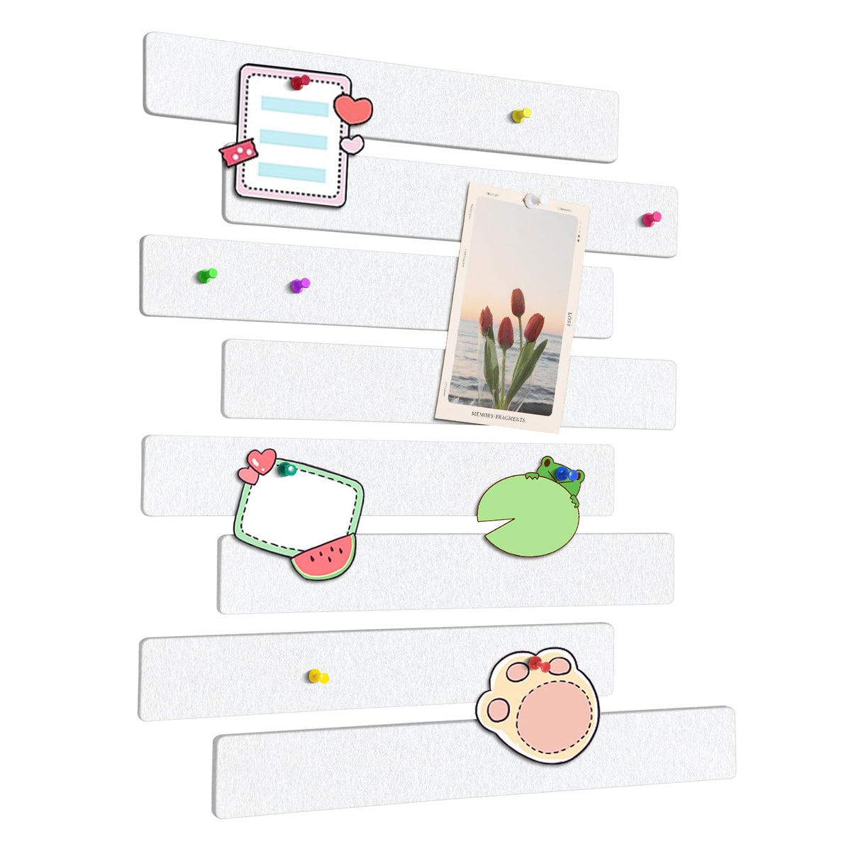 GoTiling Cork Board for Walls - 8 Pack Felt Pin Board Bar Strips - Self-Adhesive Lightweight