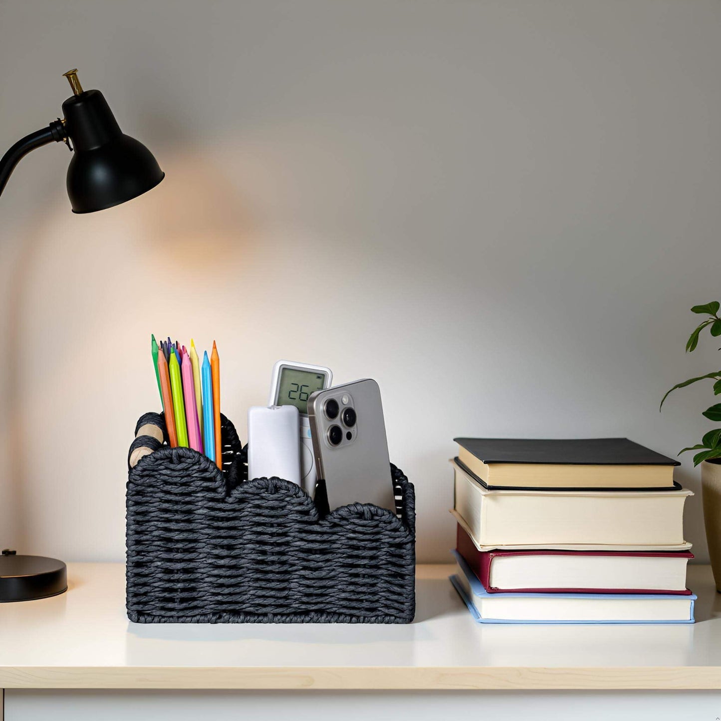CubesLand Bedside Table Desk Organizer Caddy, Remote Pen&Pencil Holder Cup