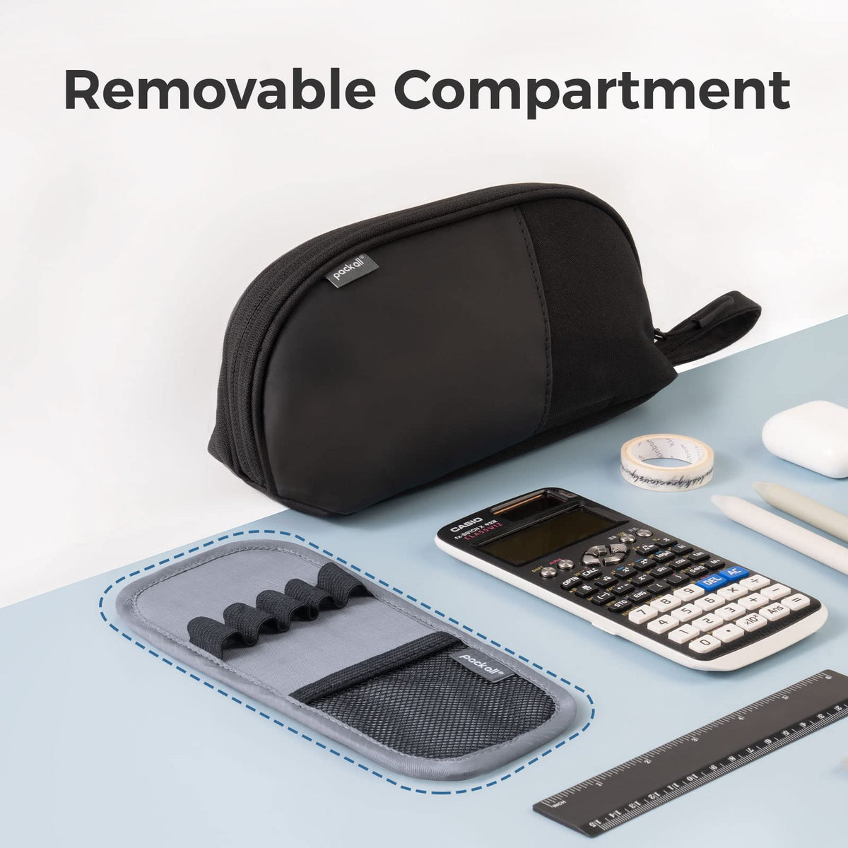 pack all Large Pencil Case, Multi-Compartment Pencil Pouch with Zipper