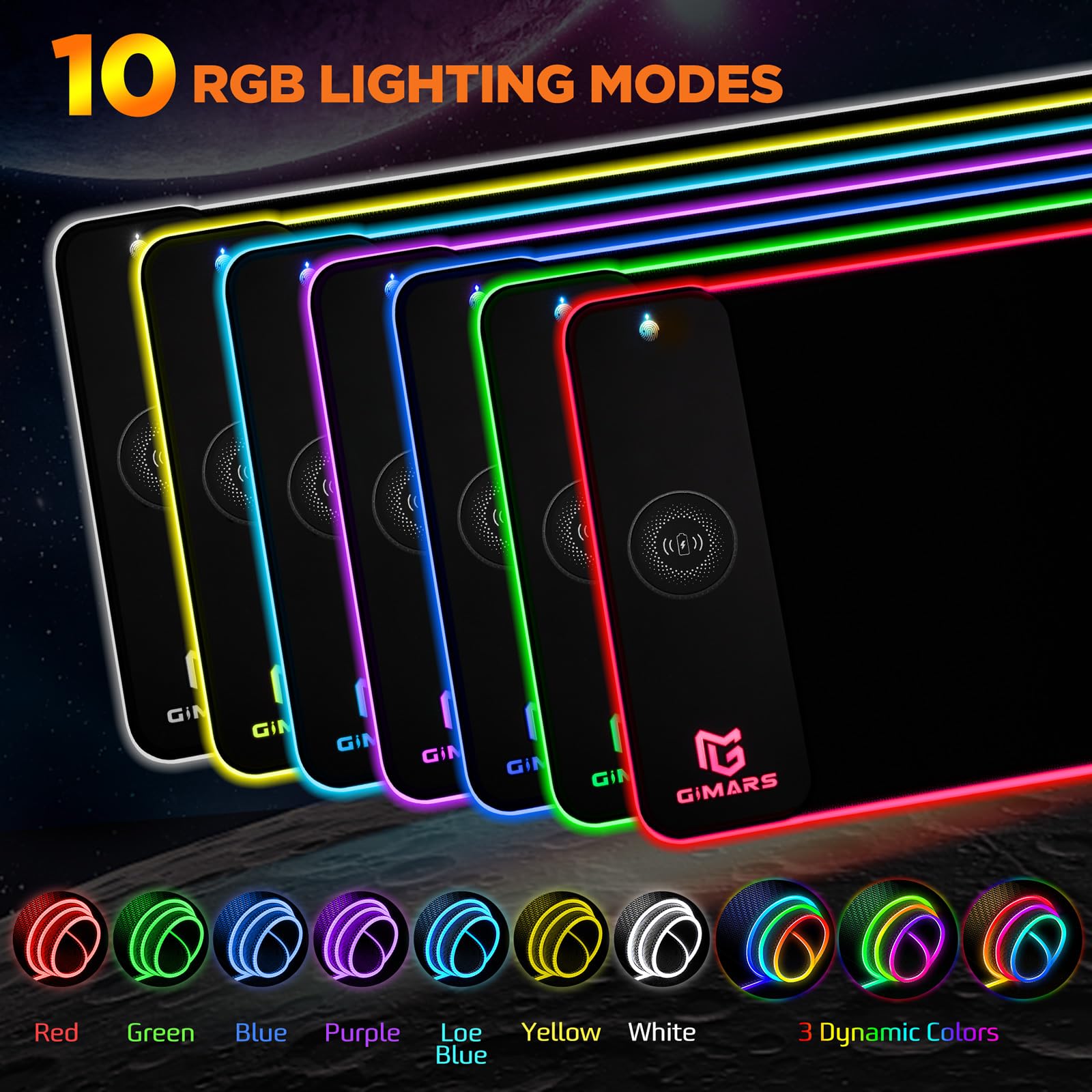 Gimars RGB Gaming Mouse Pad,15W Wireless Charging Mousepad with 10 Light Modes, Large Mousepad with