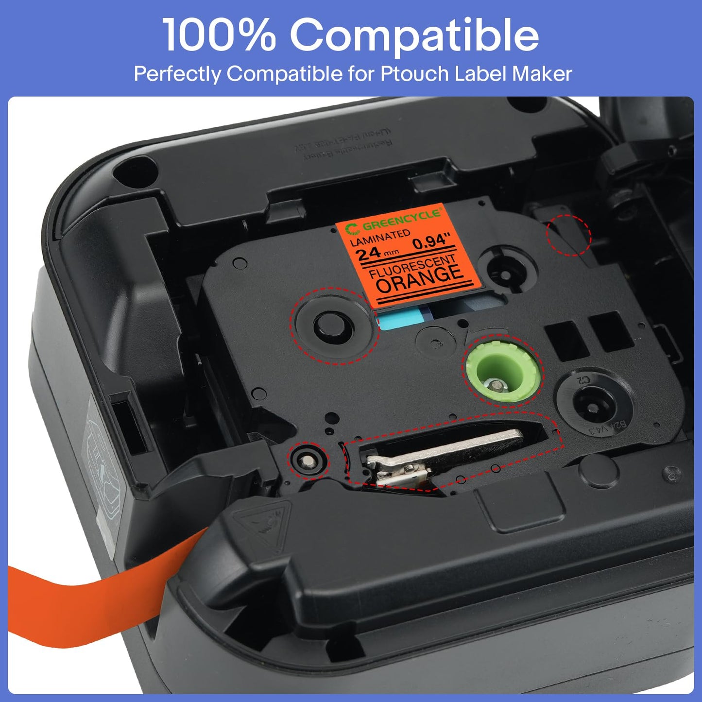 GREENCYCLE Compatible for Brother P-Touch TZe-B51 TZ-B51 24mm 0.94 Laminated Label Tape Black on