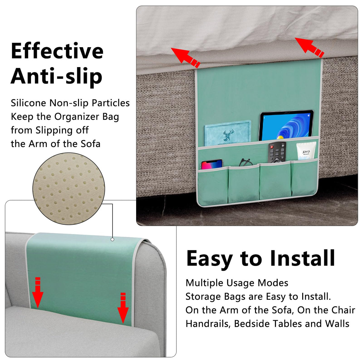 Remote Control Holder for Armchair Caddy, Remote Holder with 5 Pockets
