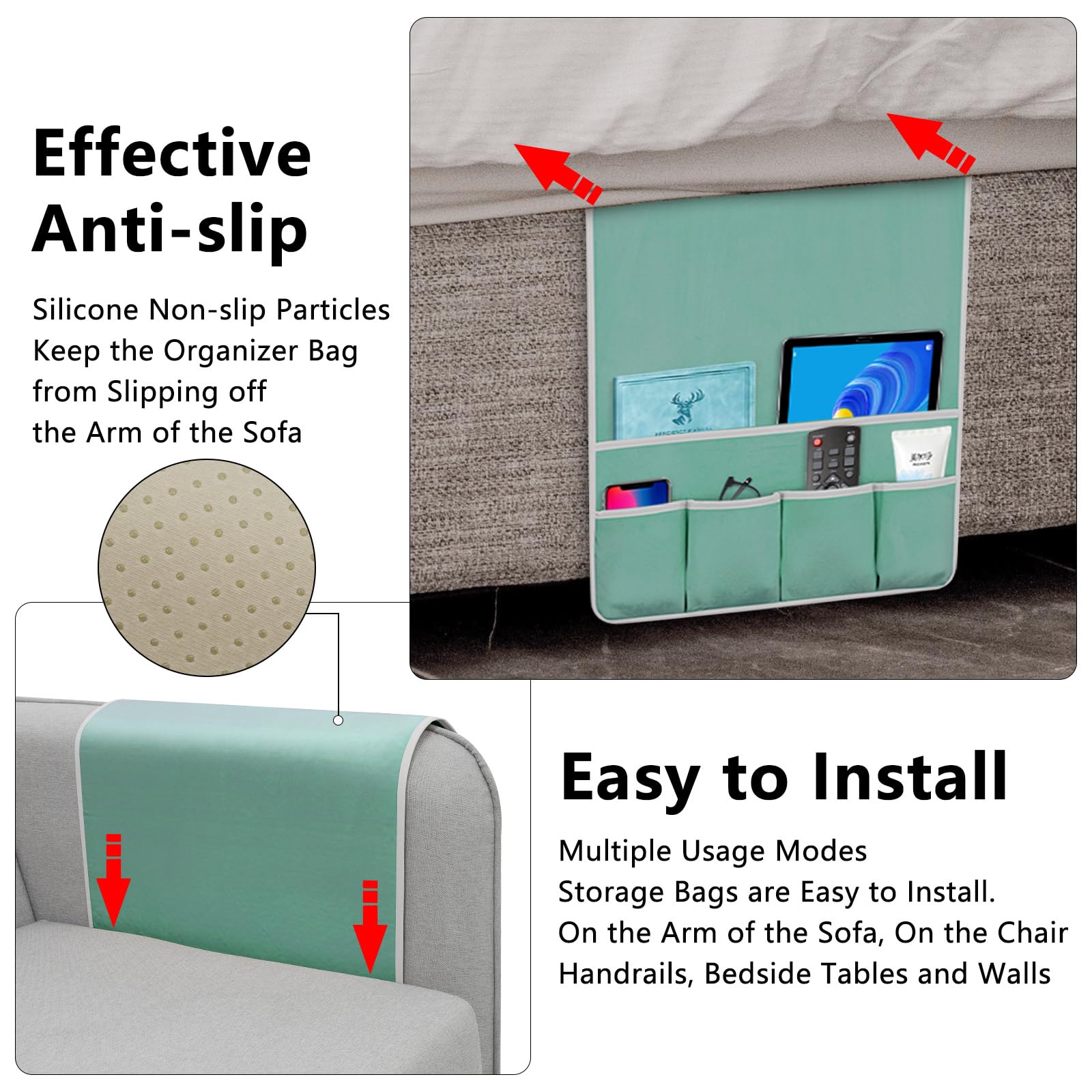 Remote Control Holder for Armchair Caddy, Remote Holder with 5 Pockets