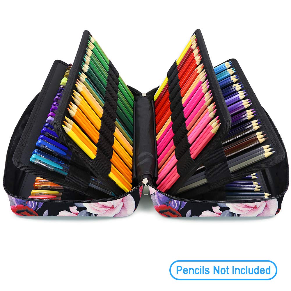 YOUSHARES Colored Pencil Case 304 Slots Pen Case Organizer with Handy Wrap & Zipper, Multilayer