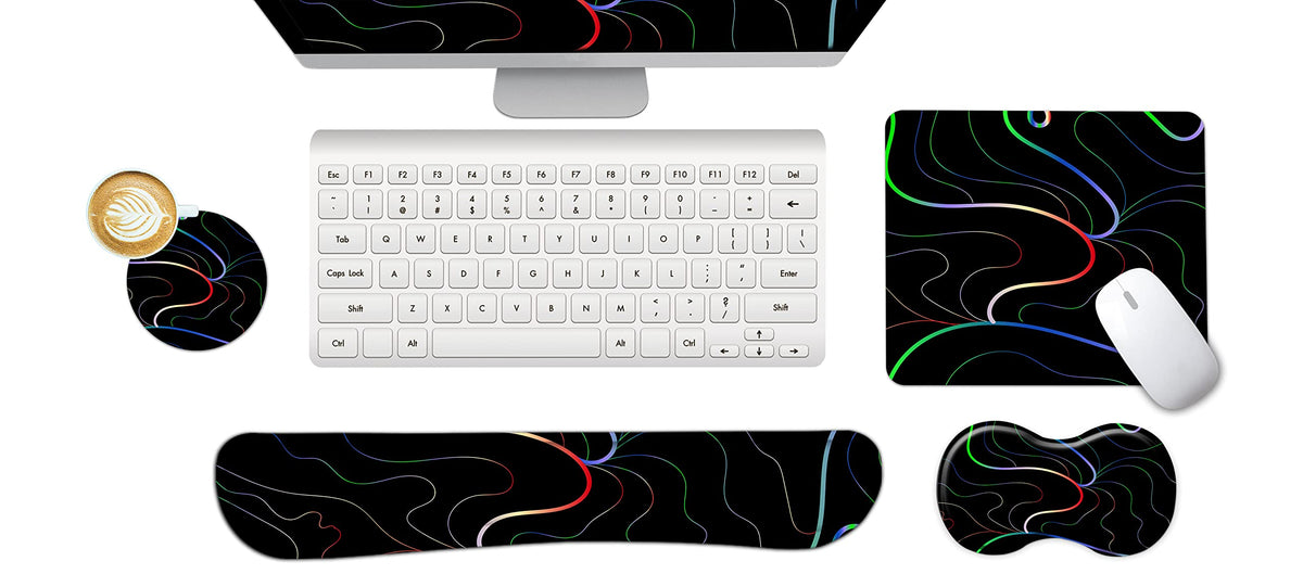 ARTSO Keyboard Wrist Rest Mouse Pad Wrist Support Ergonomic, Memory Foam 4 in 1 Mousepad Non-Slip