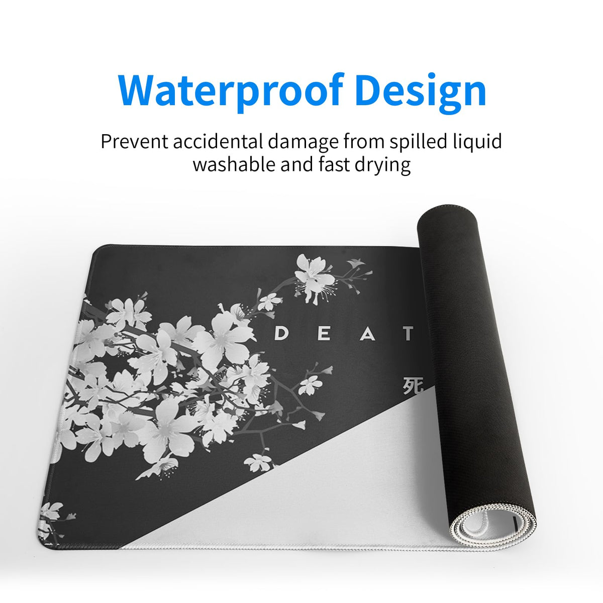 Black and White Mouse Pad 31.5 X 11.8 Inch Japanese Cherry Blossom Extended Large Mouse Mat