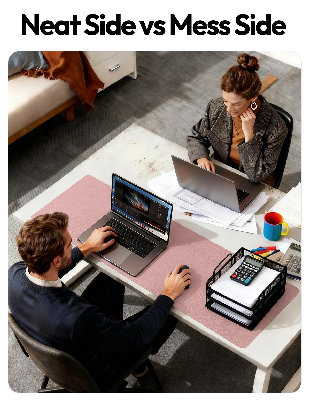 YSAGi Leather Desk Protector, Office Mat, Large Mouse Mat, Non-Slip PU Leather Blotter, Laptop Pad