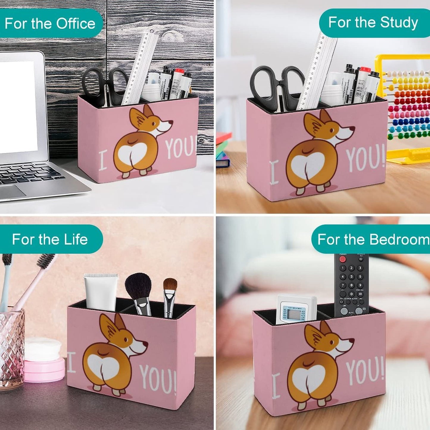 Niapessel Pencil Holder for Desk, Cute Corgi Dog Pen Holder Storage Desktop Pen Organizer Desk