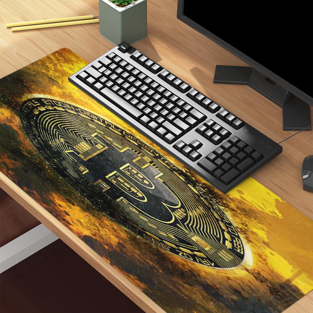 Reateforin Gold Bitcoin Coin Inspirational Quote Mouse Pad, Motivational Mouse Pad for Desk