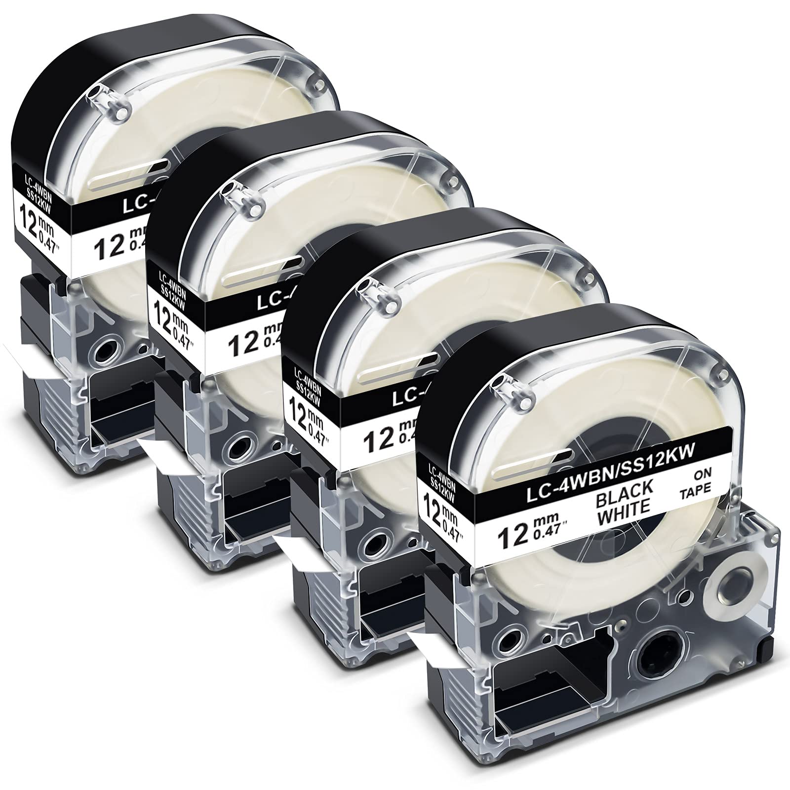 Pristar LK-4WBN Replace for Epson Label Maker Tape LC-4WBN SS12KW 12mm