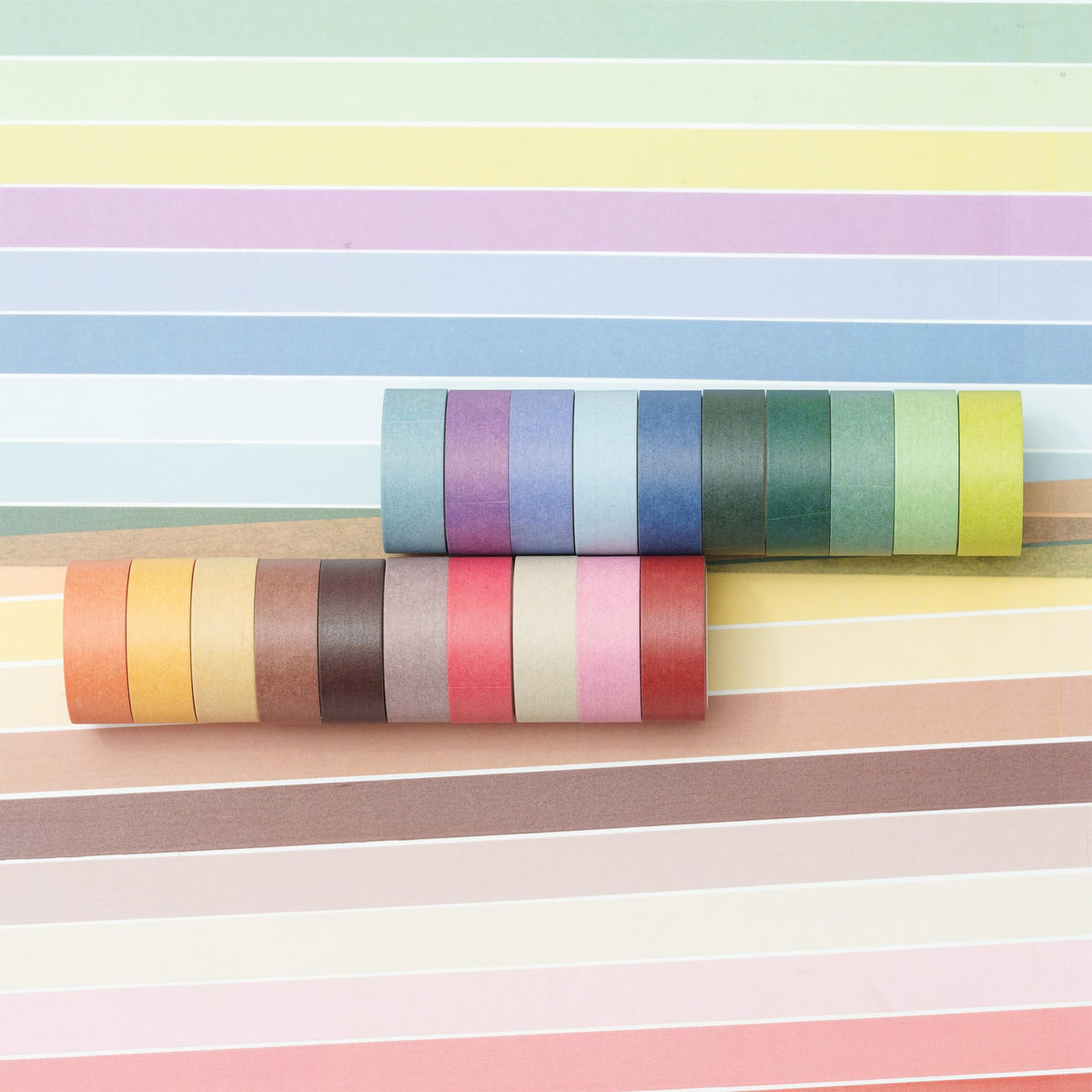 YUBBAEX 20 Rolls Solid Colors Washi Tape Set Pastel Colored Masking Rainbow Decorative Tapes