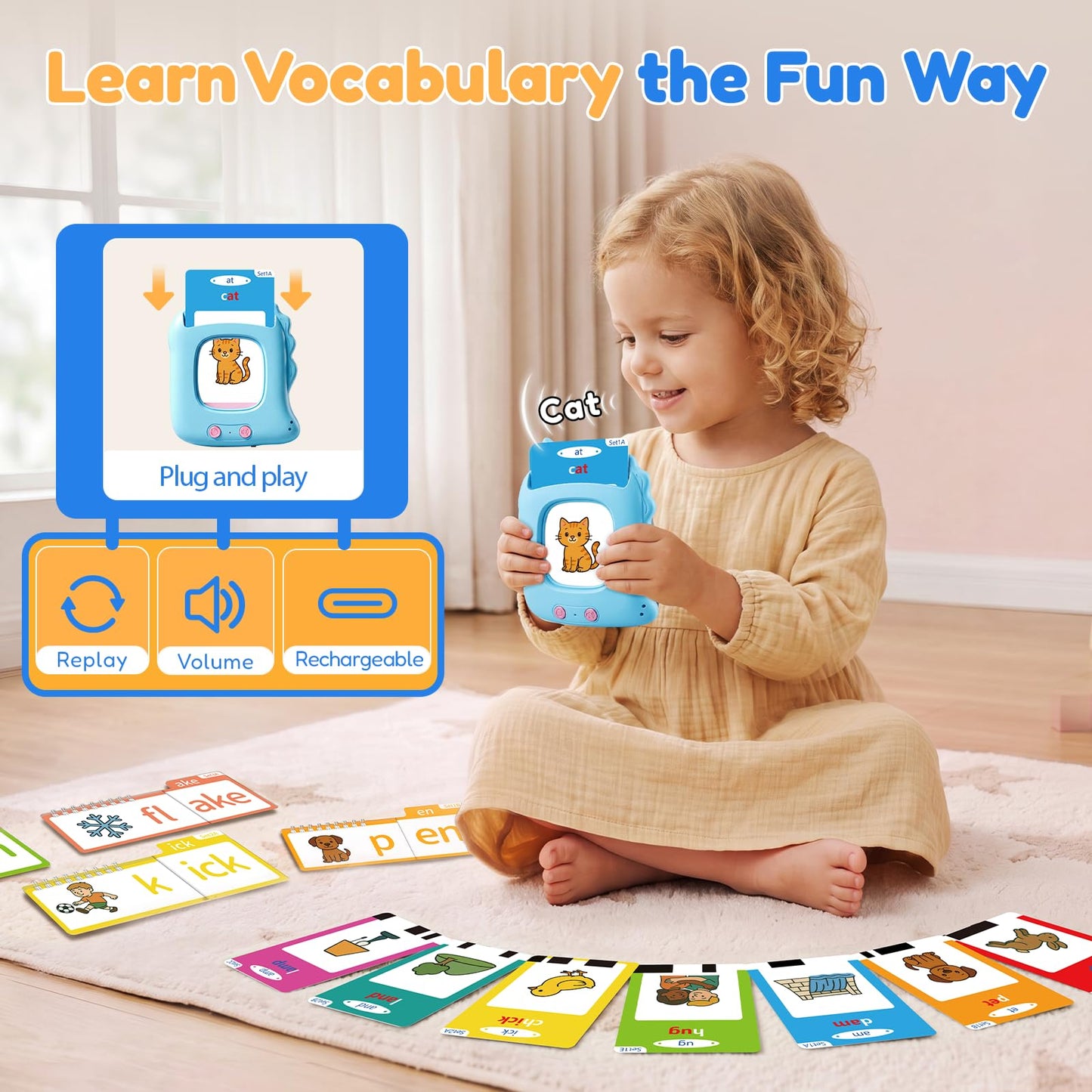 Sinoome Phonics Flip Book & Talking Flash Cards, Word Family Build Book Set