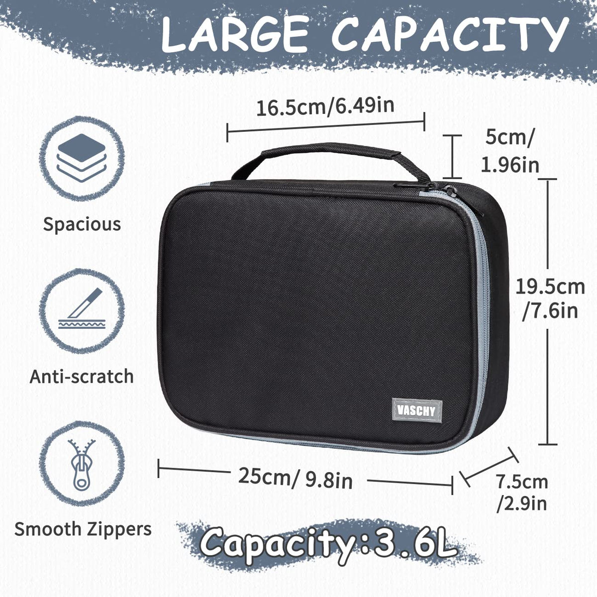 VASCHY Large Pencil Case, Art Color Pencils Pouch with Detachable Layers Multiple Zip Pockets for