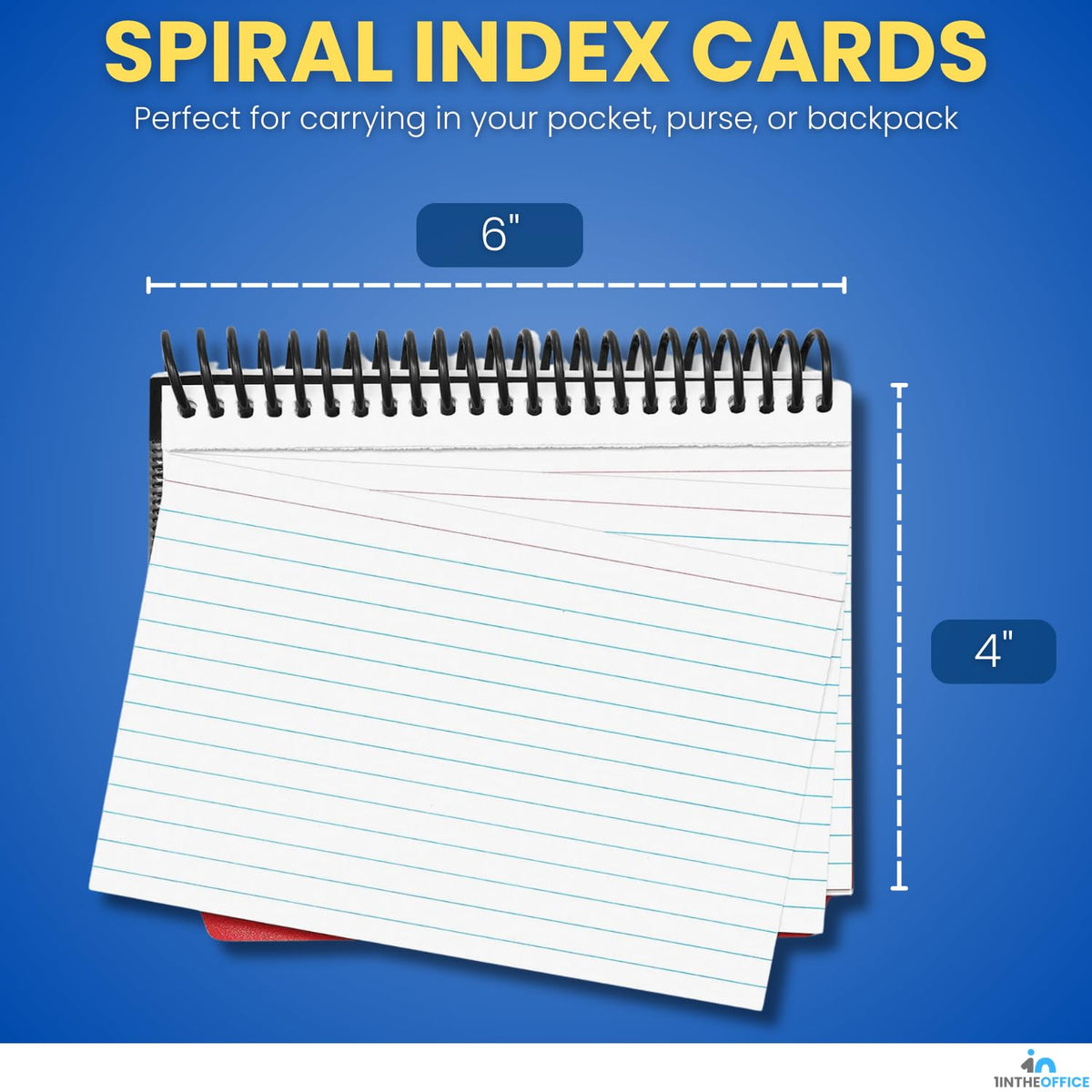 1InTheOffice Index Cards 4 x 6 Ruled, Spiral Bound, 120 White Cards/Spiral, 4 Pack (4)