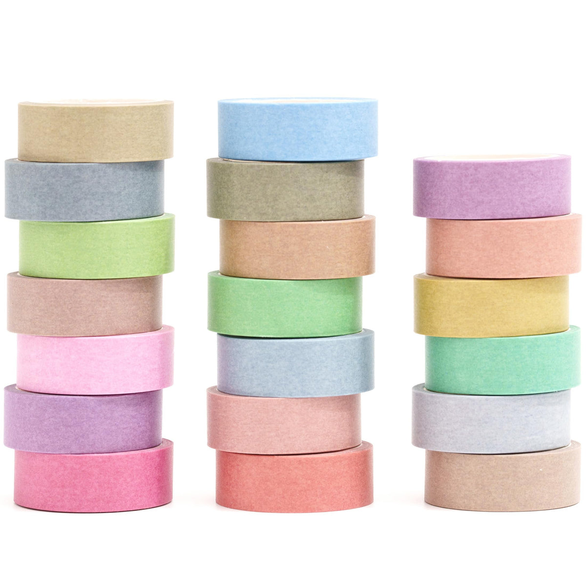 YUBBAEX 20 Rolls Solid Colors Washi Tape Set Pastel Colored Masking Rainbow Decorative Tapes