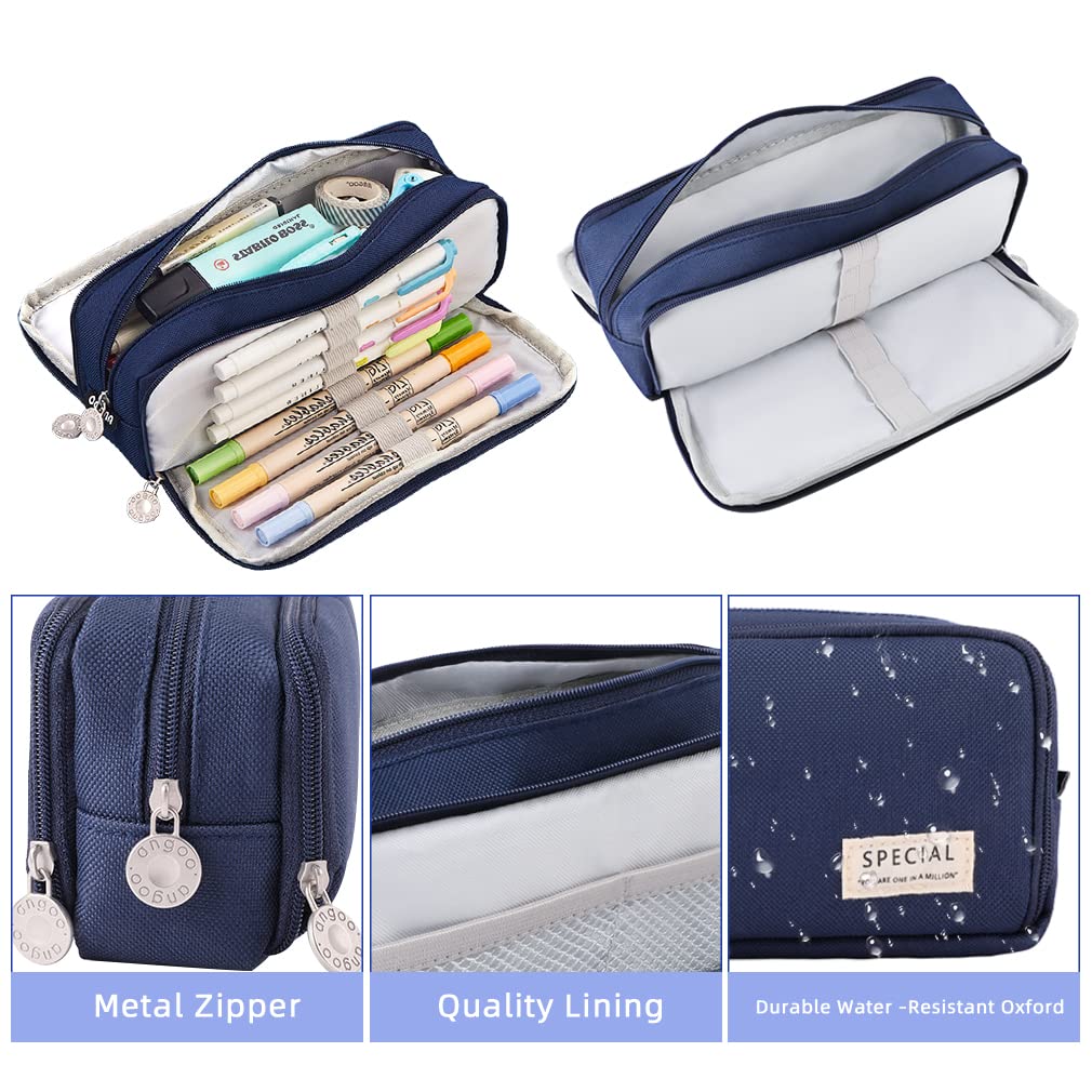iSuperb Large Pencil Case 3 Compartments Pencil Pouch Big Capacity Pencil Bag for Kids Teen Girls
