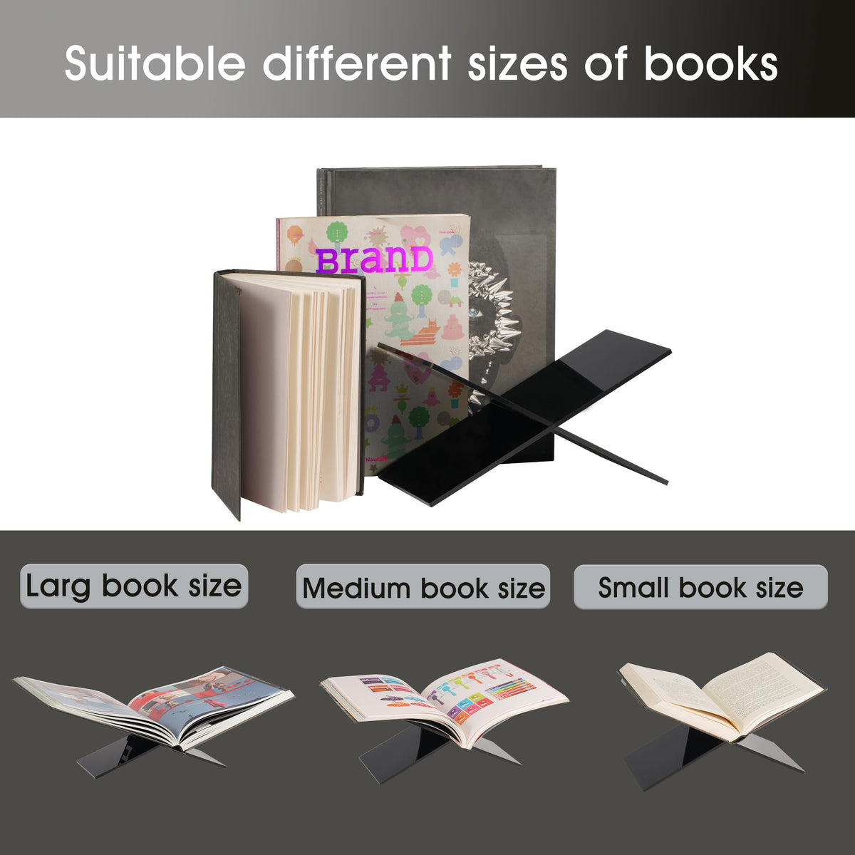 LIZ QNNALY Large Clear Acrylic Book Stand - Perfect for Displaying Open Books on Your Coffee Table