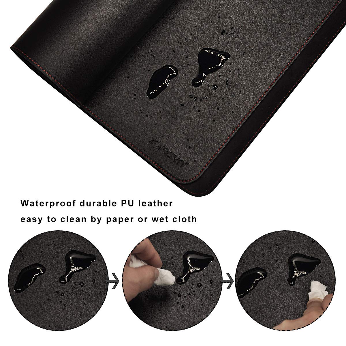 ZORESYN Large Leather Desk Pad 47.2"x23.6", Black