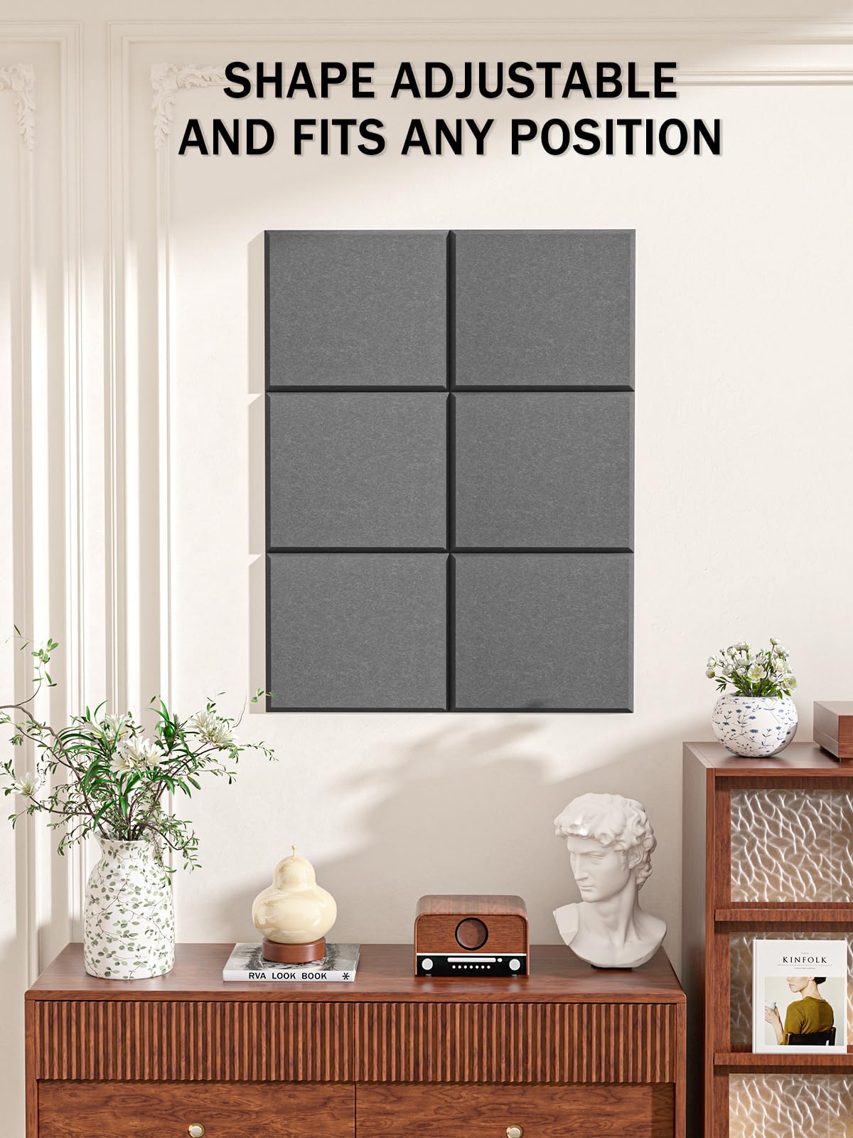 Hsurbtra Cork Board for Wall 24 x 18 Inch, 6 Pack Felt Bulletin Notice Board with Pushpins for
