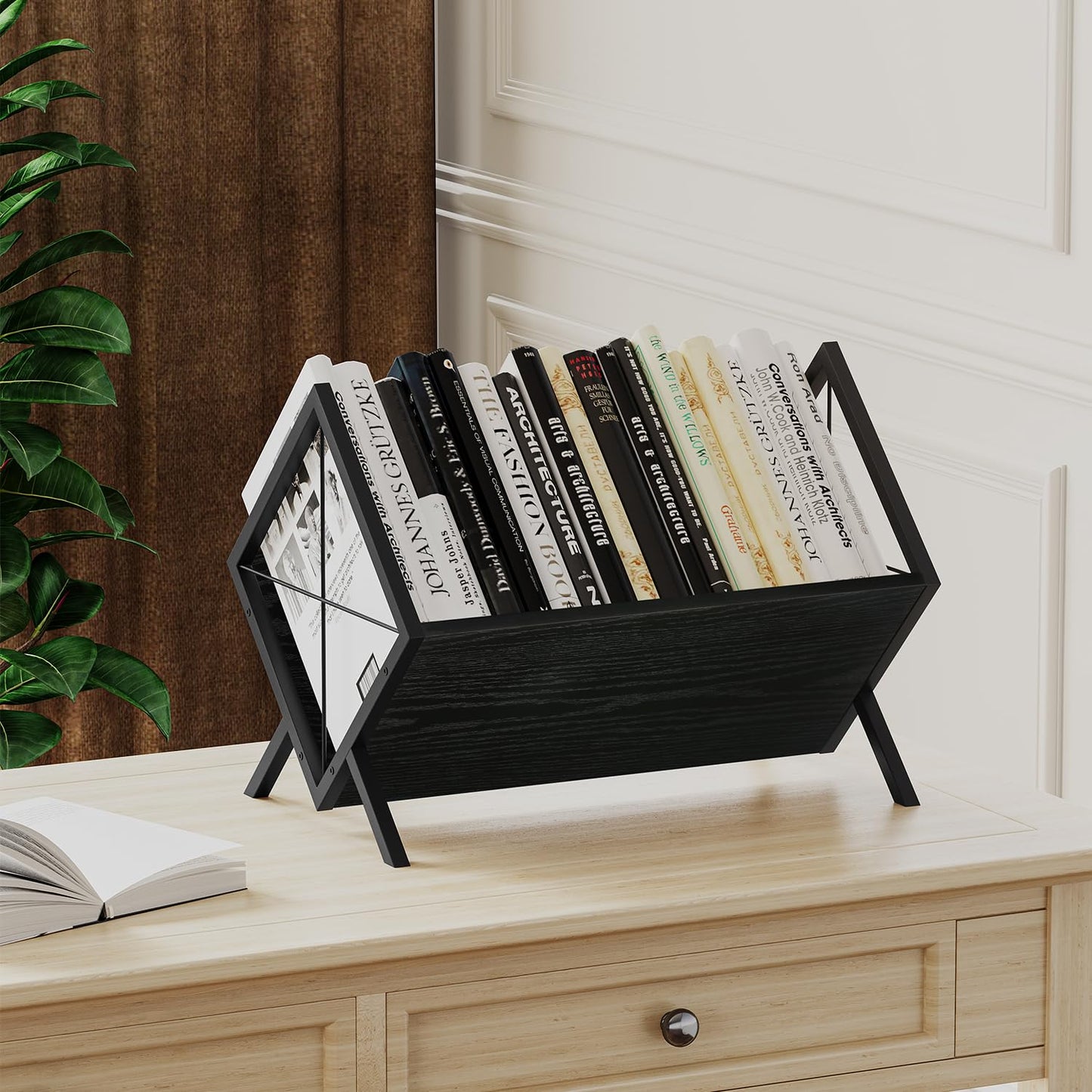 YINMIT Vinyl Record Holder - 80-100 LP Vinyl Record Storage Rack, Quick Assembly Display, Retro