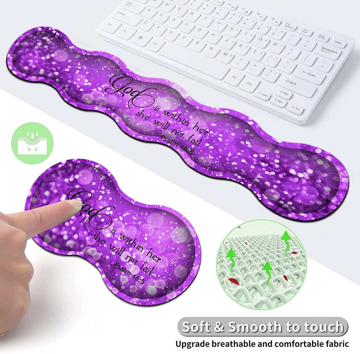 Gaming Mouse Pad XXL Large Desk Mat, Psalm 465 Bible Purple Extended Non-Slip Rubber Mice Pads
