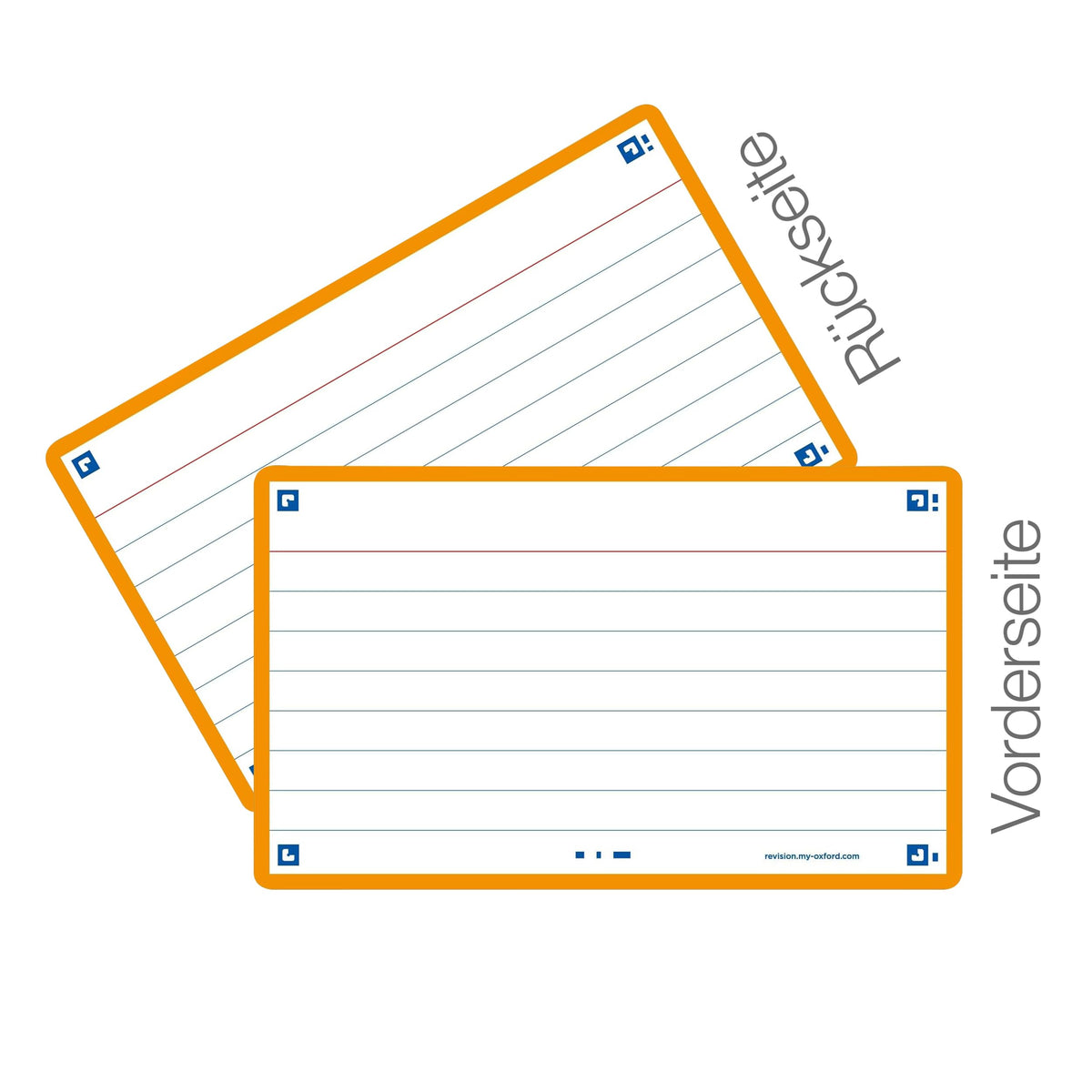 Flash Cards by Oxford, Ruled with Orange Frame, Pack of 80 Cards, 7.5x12.5cm Size, 400133882