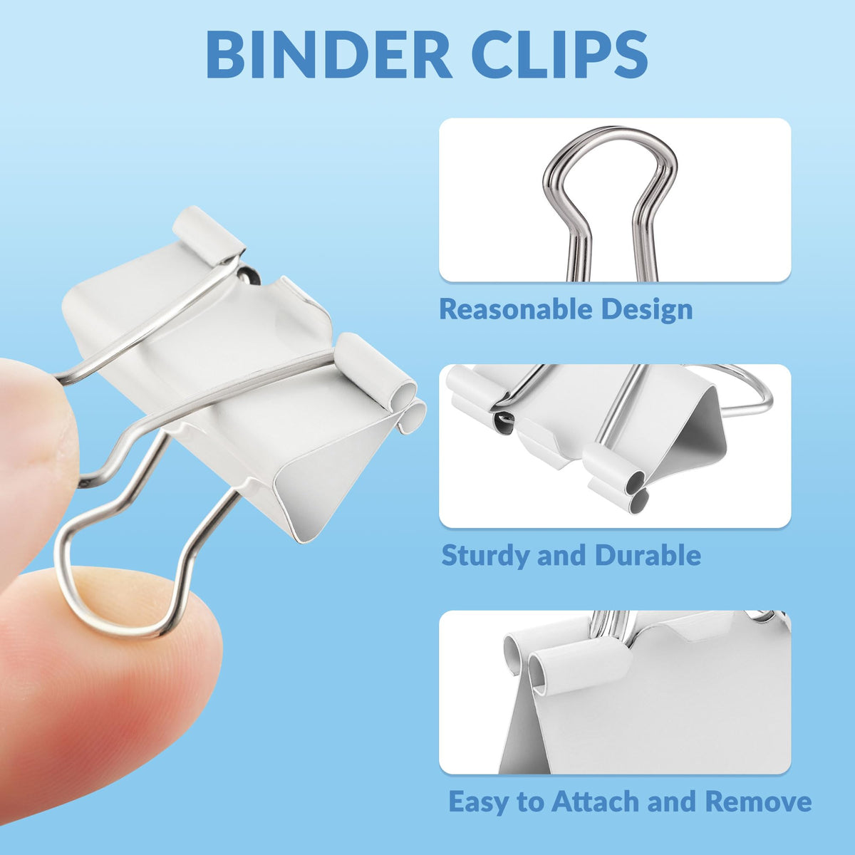 NEEWAY 100 Count Binder Clips Assorted Sizes, Paper Binder Clips (0.6inch 0.75inch 1inch), Metal
