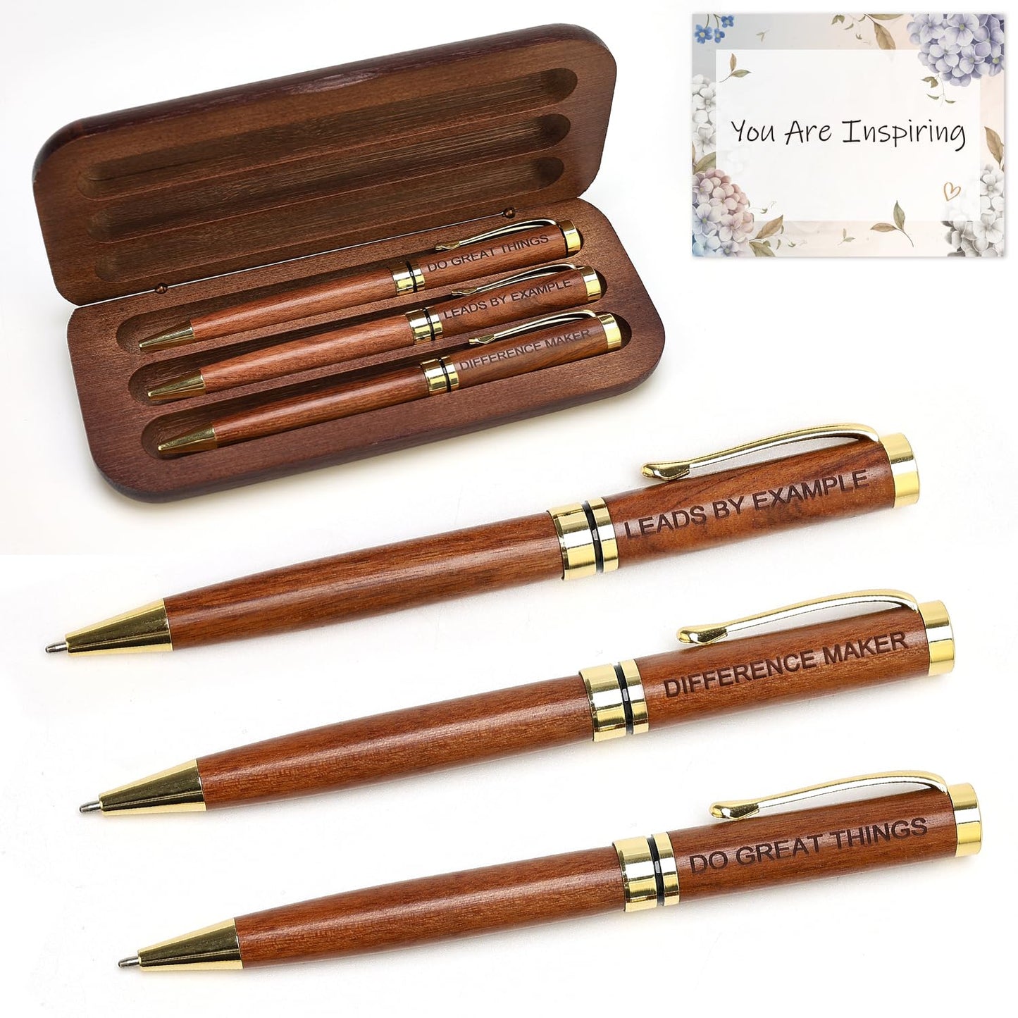 Engraved Wood Pen Set Thank You Gifts for Boss Coworkers Nurses Teacher Pen
