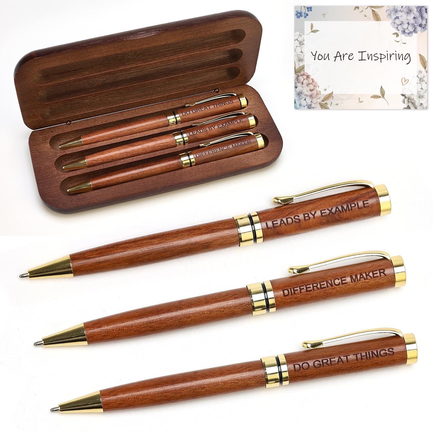 Engraved Wood Pen Set Thank You Gifts for Boss Coworkers Nurses Teacher Pen