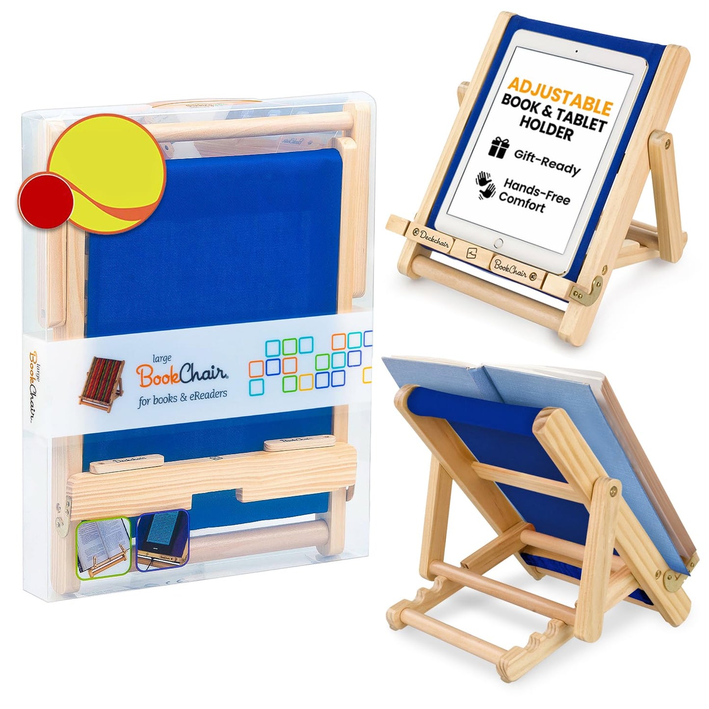 Gifts for Readers & Writers Book Stand Holders Wood Ipad Stand Blue, Stylish Wooden Book Holders