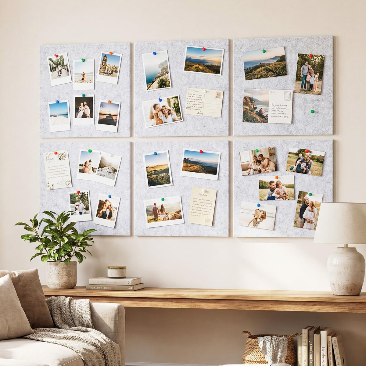 Cork Board Alternative 28" x 19", 6 Pack Felt Bulletin Boards, Pin Board