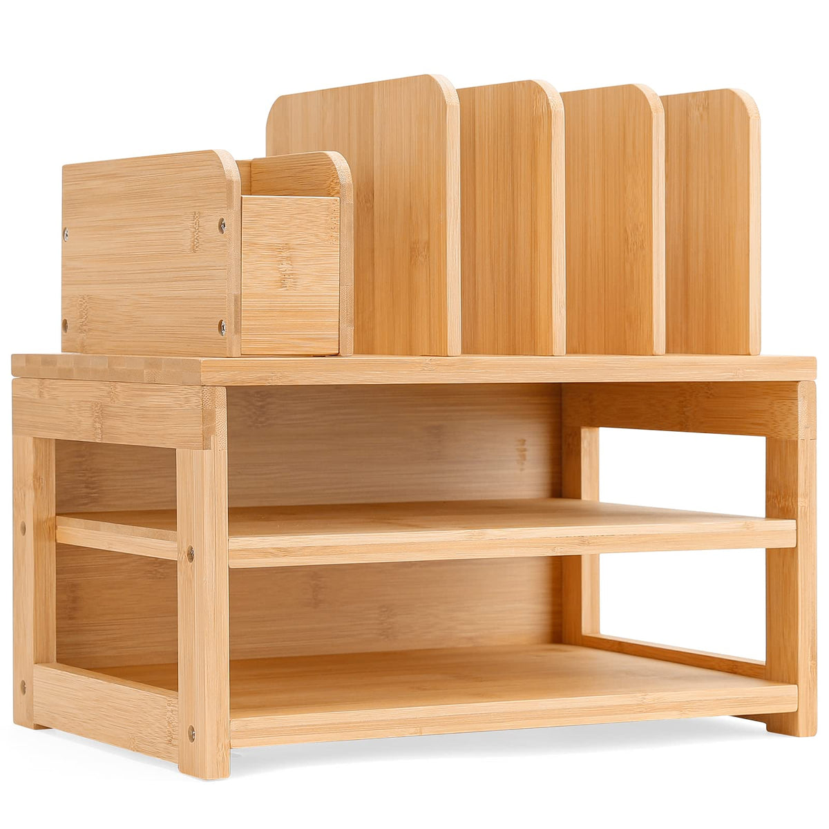 Homde Desk Organizer with File Holder: 3-Tier Bamboo Organization for Desks