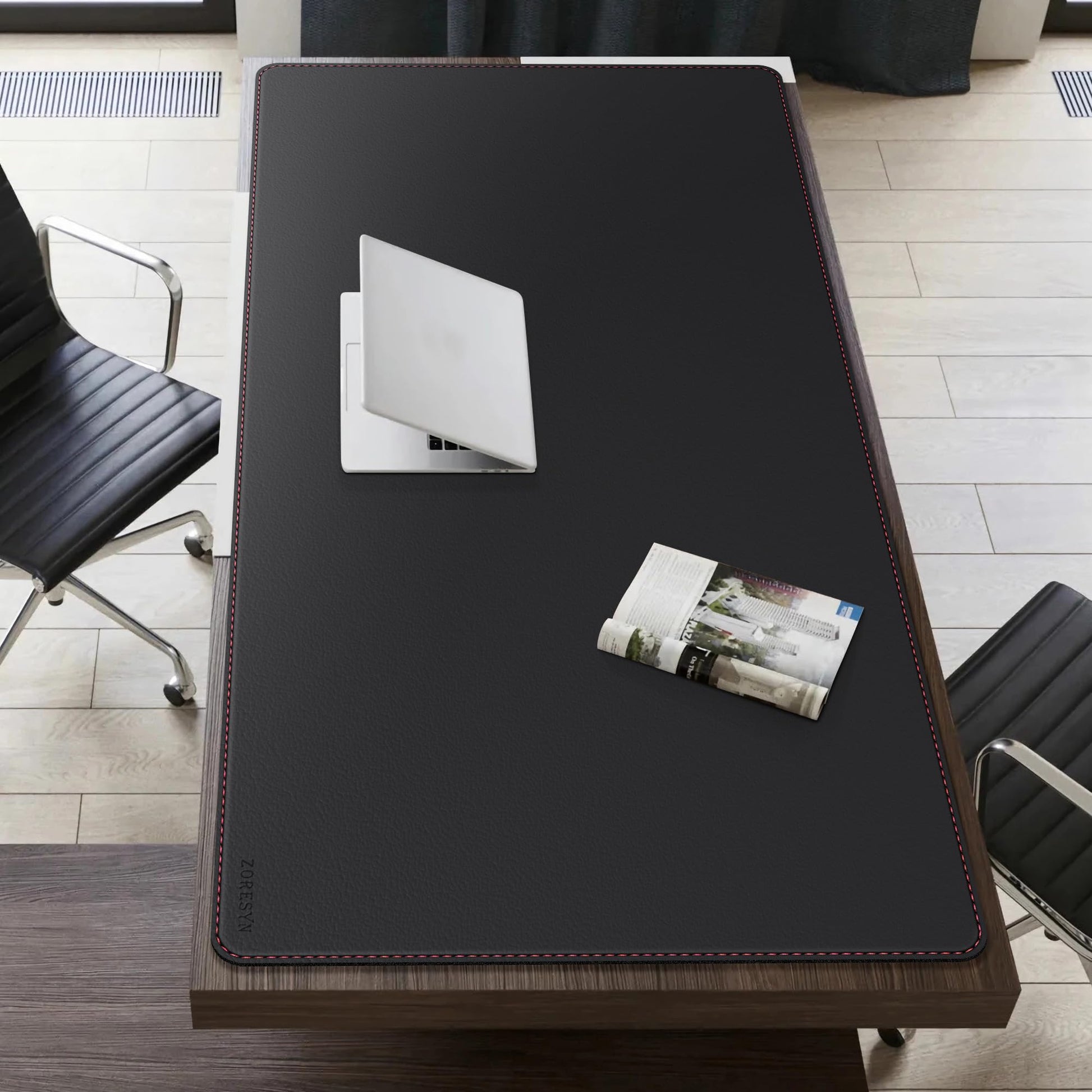 ZORESYN 63.0"x31.5" PU Leather Desk Pad Protector Black