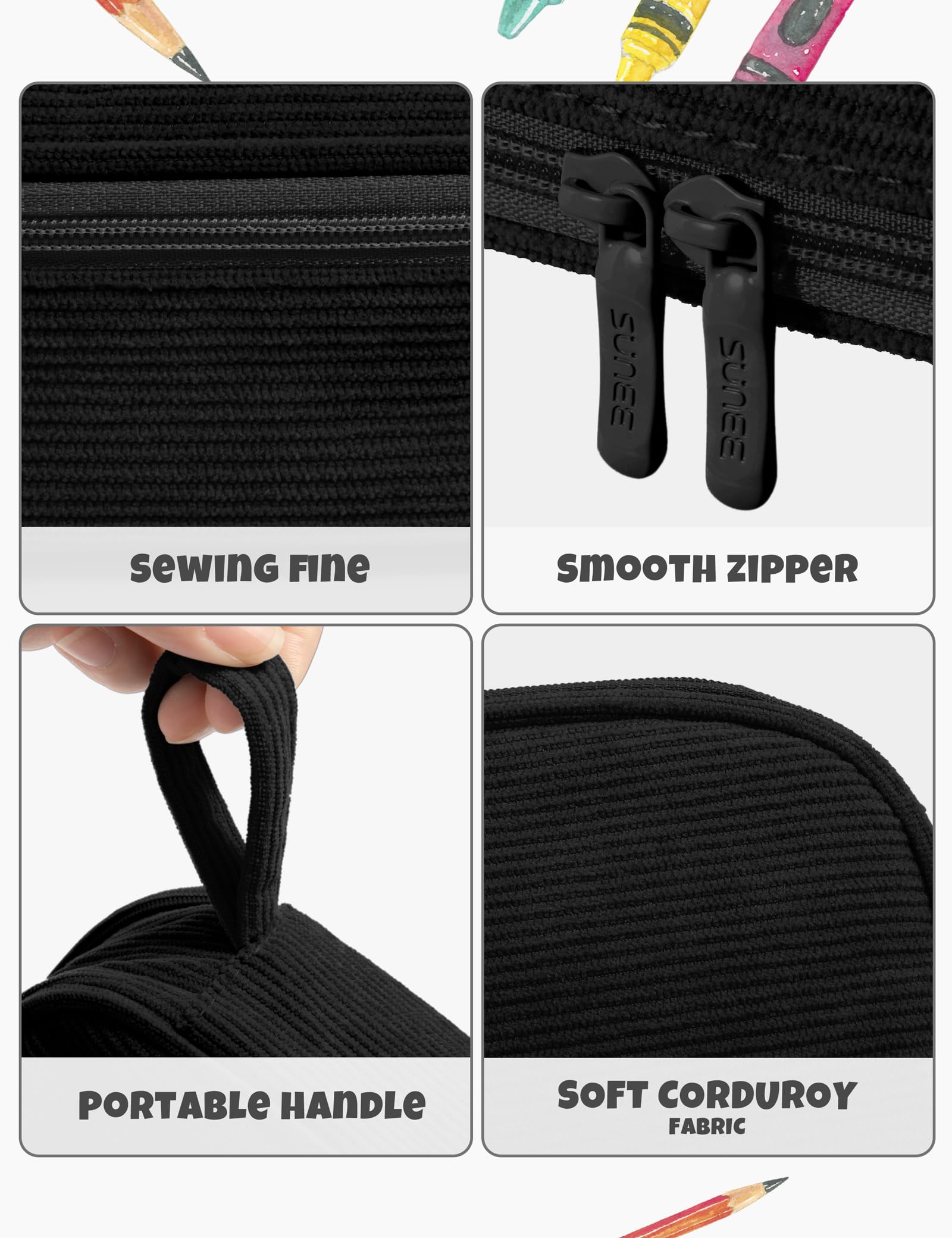 SUNEE Cute Pencil Case, Large Pencil Pouch, Soft Corduroy Aesthetic Big Pencil Bag with Zipper