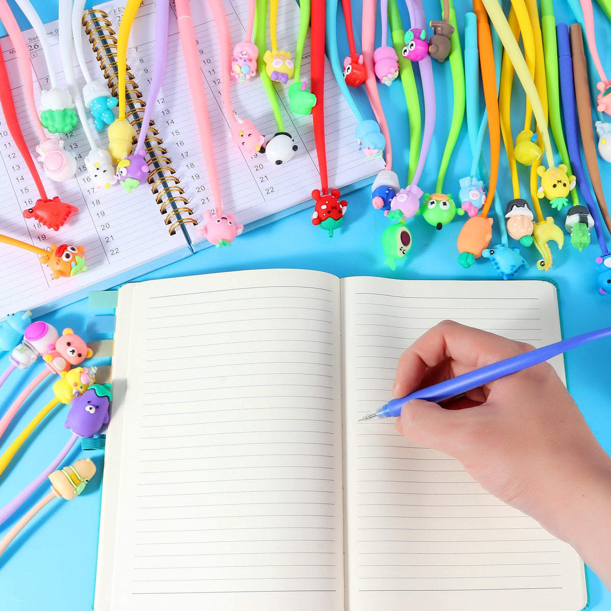 LiYiQ 48 PCS Cartoon Stress Relief Bobblehead Pens Fun Cute Pen Fidget Pens Kawaii Octopus Bear