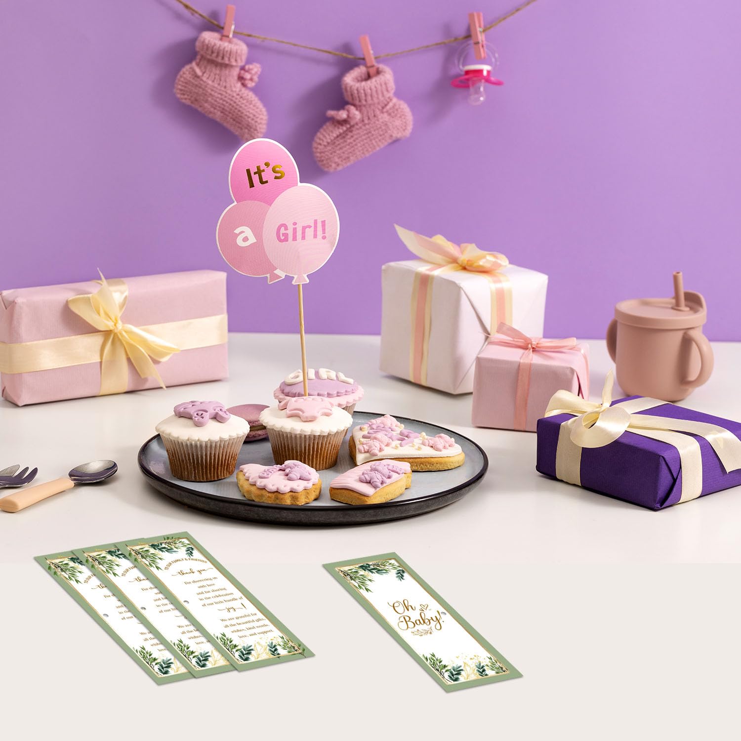Toerifer 30 Pcs Woodland Set, Baby Shower Favors for 30 Guests, Baby Shower Sets, Included Bamboo