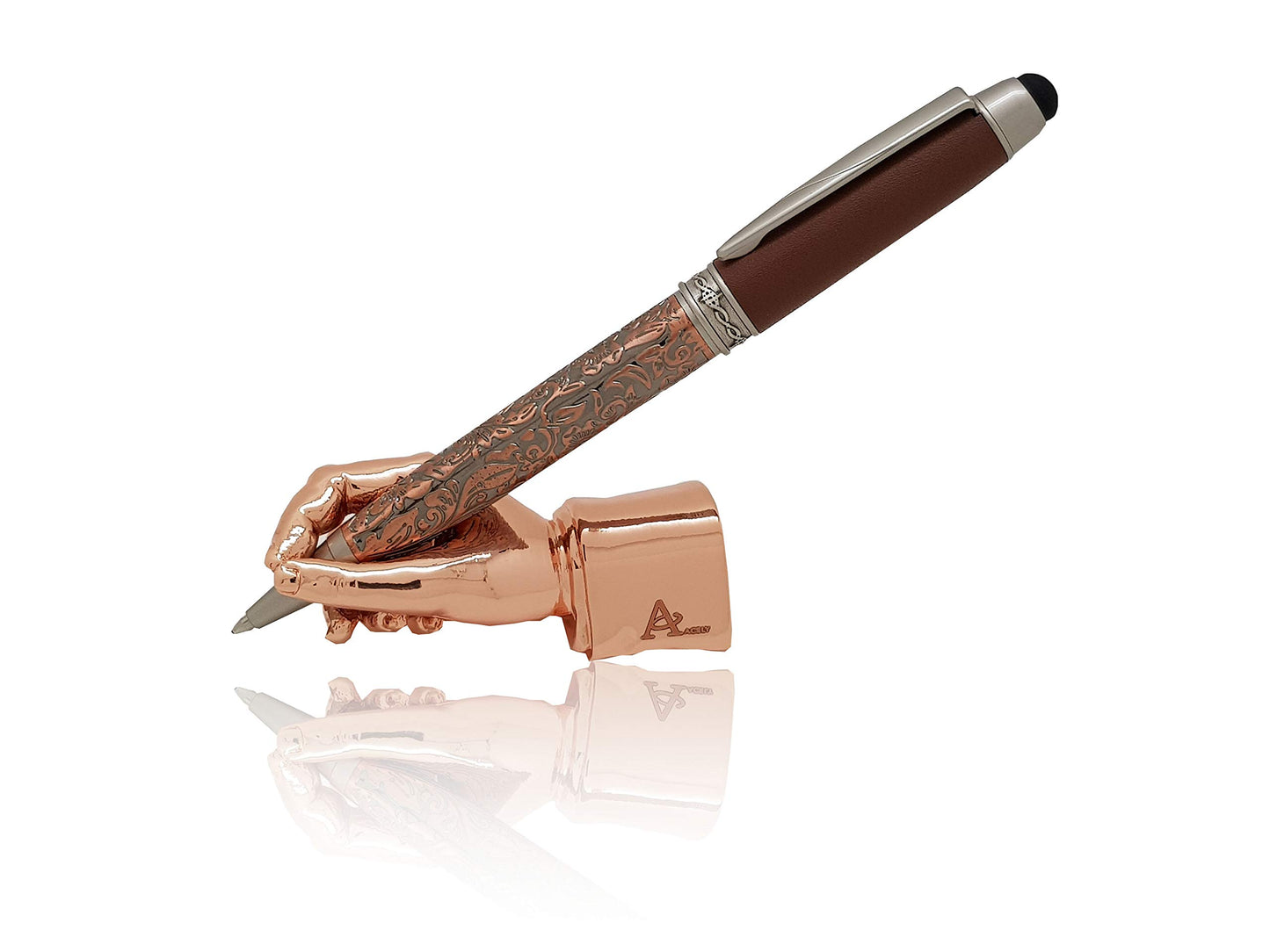 Acely Executive Hand Shape Pen Holder Metal Art Craft Paperweight for Desktop Organizer Pen Stand