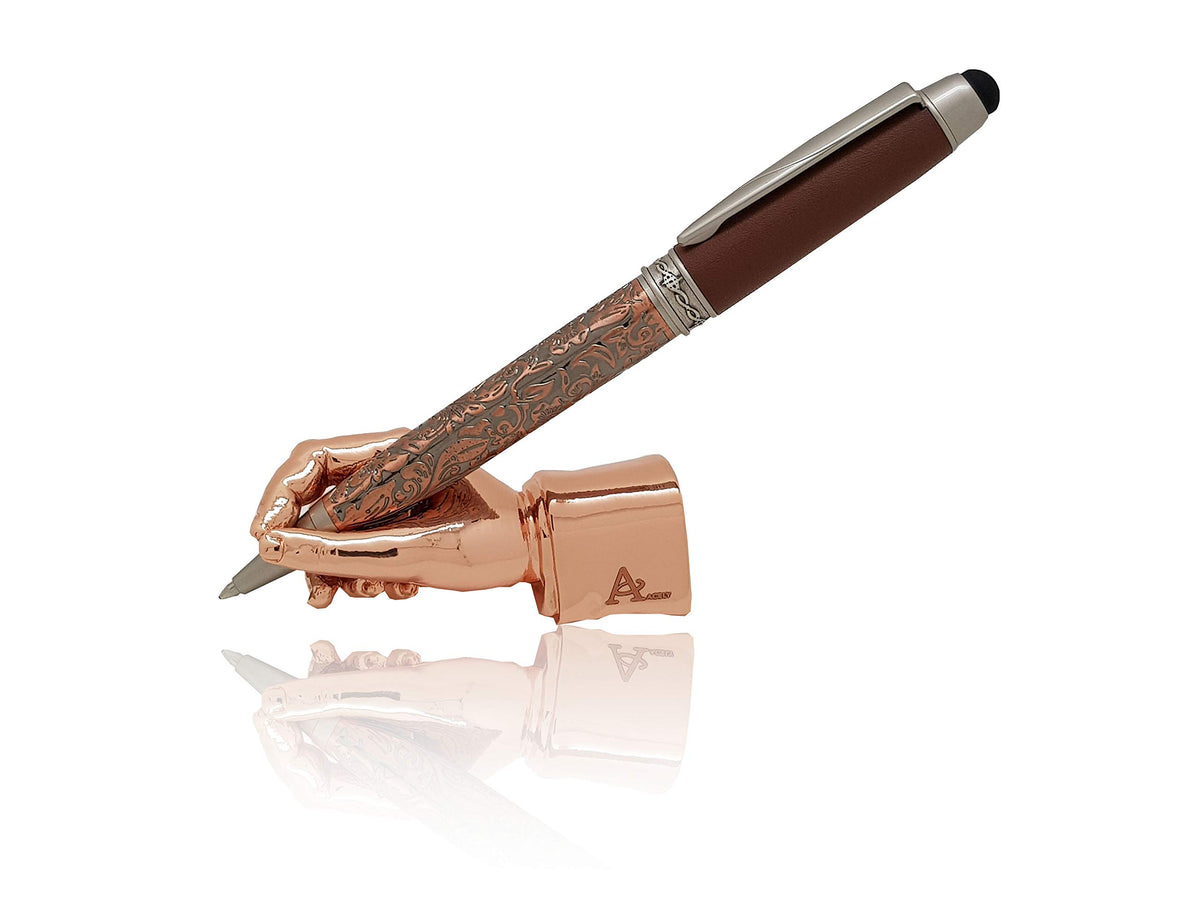 Acely Executive Hand Shape Pen Holder Metal Art Craft Paperweight for Desktop Organizer Pen Stand