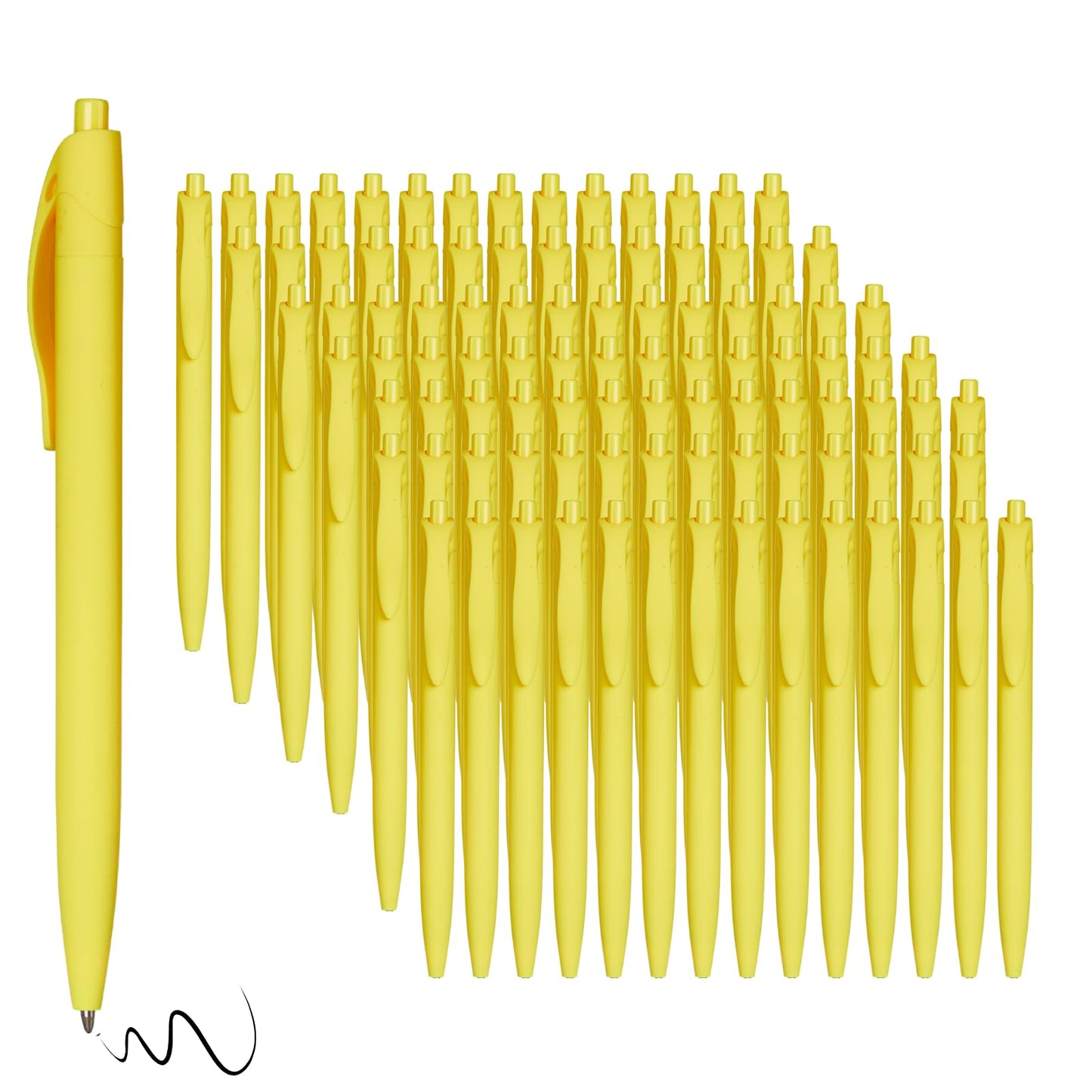 Wiaziert BallPoint Pens, 100 Pack (BLACK Ink),Bulk Pens, Yellow Barrel,Click Pens for Office Home