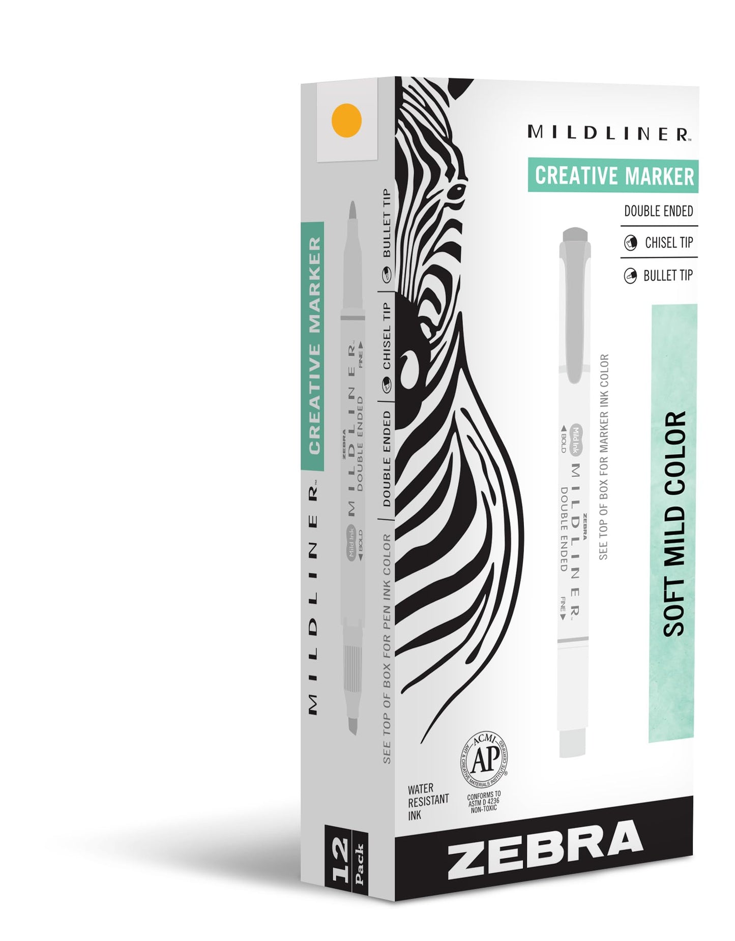 Zebra Pen MILDLINER No Bleed Highlighter, Gold Color, Dual Tip, 12-Pack
