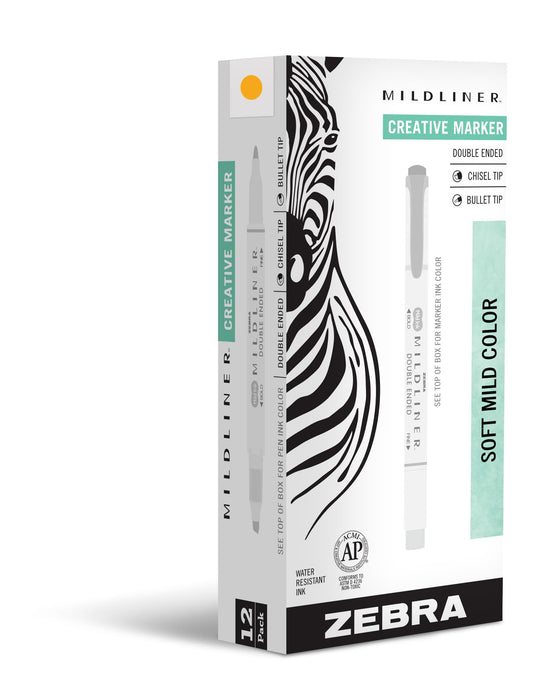 Zebra Pen MILDLINER No Bleed Highlighter, Gold Color, Dual Tip, 12-Pack