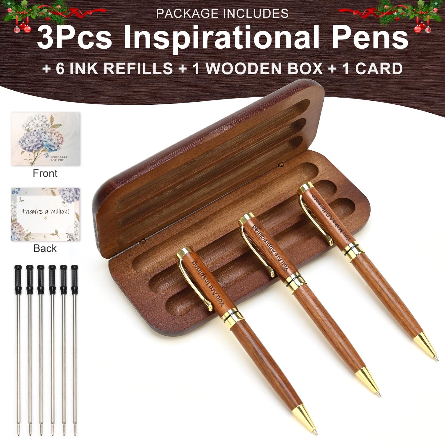3 Pcs Cool Pens Set with Box, Thank You Gift for Women Coworkers Teachers