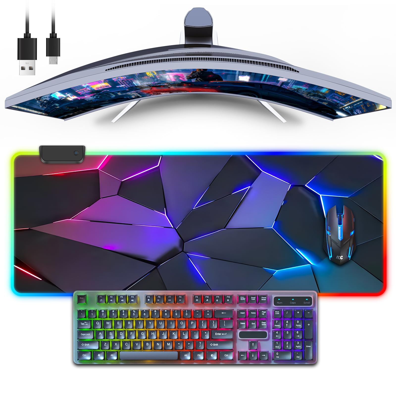 RGB Mouse Pad, Gaming Mousepad with 13 LED Light Modes
