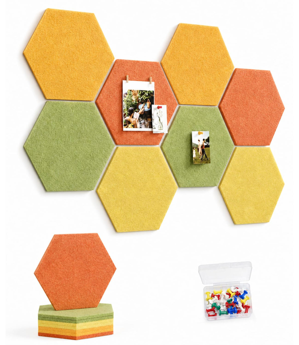 Uoisaiko 8-Pack Hexagon Felt Bulletin Board Tiles, Cork Board Alternative