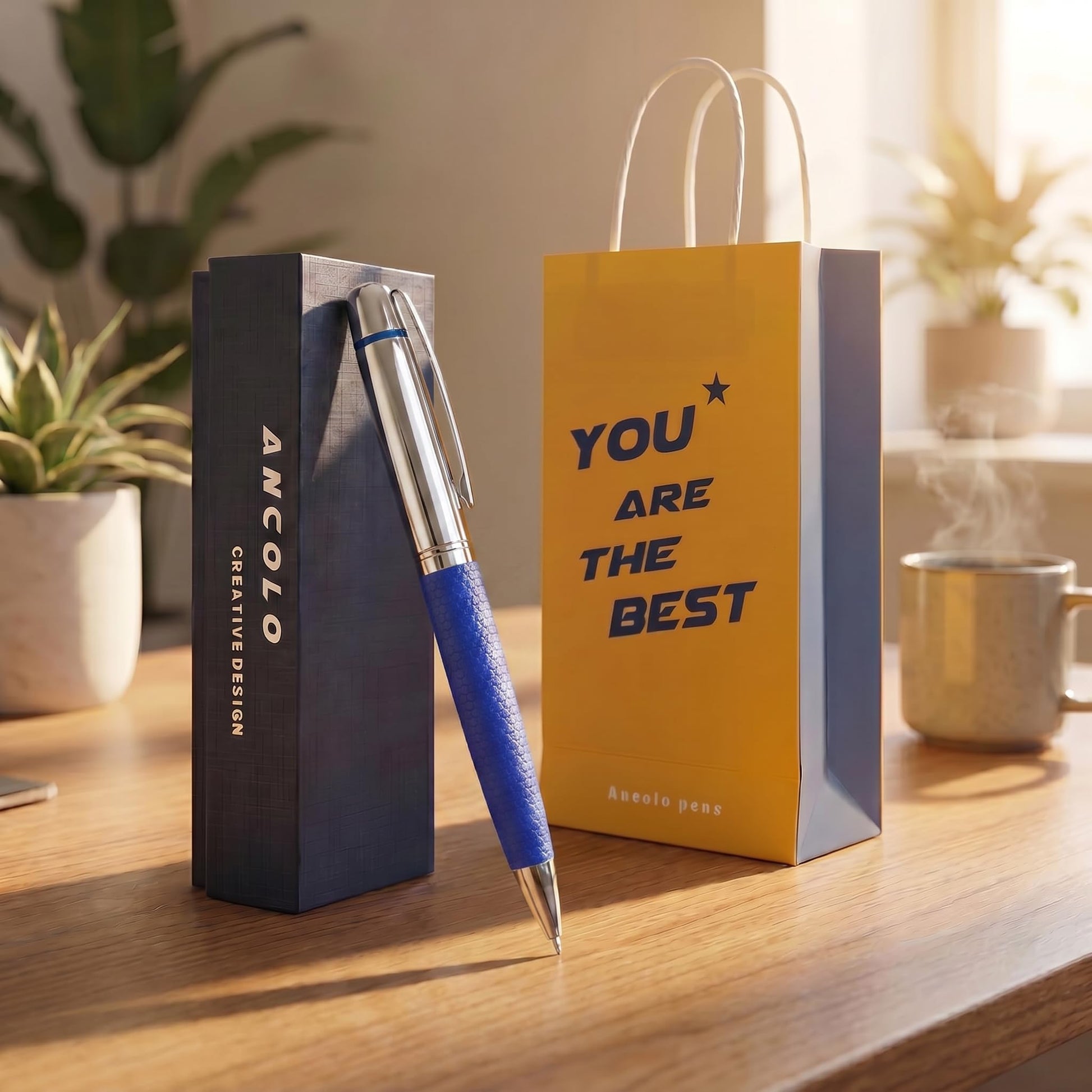 Ancolo Personalized Ballpoint Pen with PU Leather-Gift Set for Men & Women