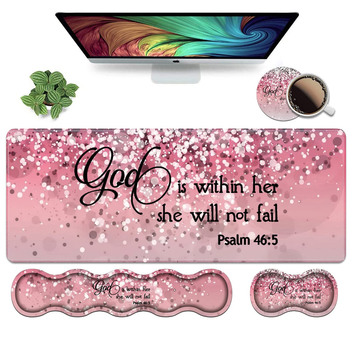Ergonomic Keyboard Wrist Rest & Mouse Pad Wrist Rest Set,Large XXL Gaming Desk Mat 31.5"x